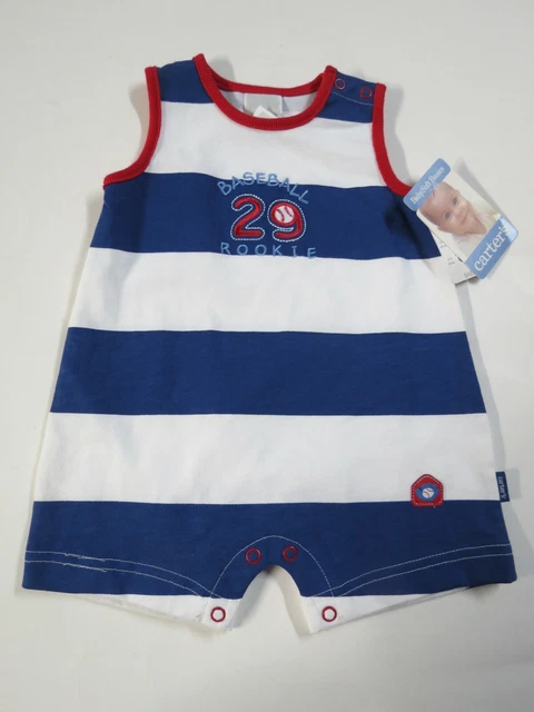 Carters One Piece Romper Baseball Outfit Sleeveless Infant Boys Size 3-6M NWT