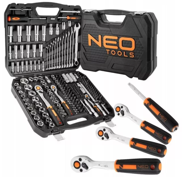 New NEO Tools 219Pcs 90T Ratchet Socket Set 1/2", 1/4", 3/8" (Neo 10-076)