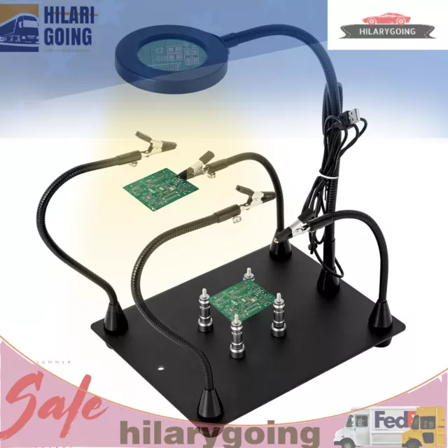 Magnetic Helping Hands Soldering Station Welding&Soldering 4 Flexible Arms &Clip