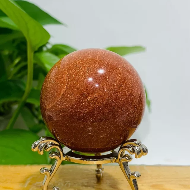 158G MAN-MADE GOLD Sand Quartz Sphere Crystal Ball Decoration Energy ...
