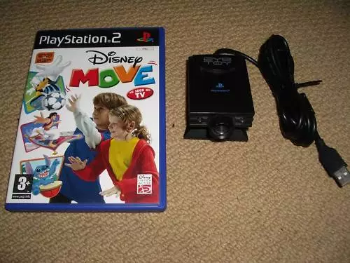 Disney Move Spiel + Offizielle Usb-Kamera Sony Playstation 2 Ps2 Eyetoy Augenspielzeug