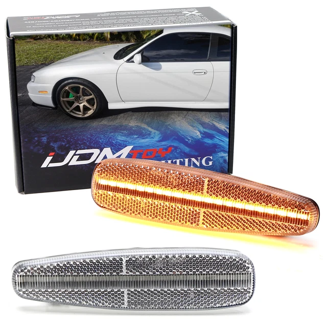 JDM Clear Amber Full LED Strip Front Side Marker For Nissan Silvia S14 G2 240SX JDM Clear Amber Full LED Strip Front Side Marker For Nissan Silvia S14 G2 240SX