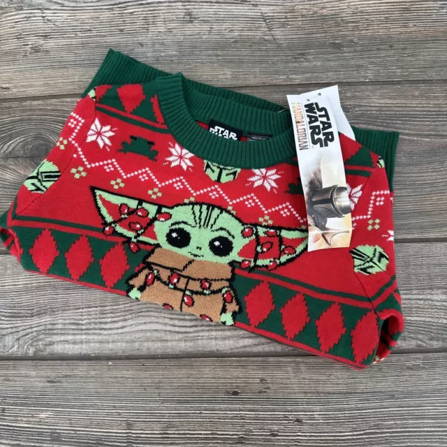 Star Wars Toddler 4T Ugly Christmas Sweater Baby Yoda Mandalorian Disney NEW