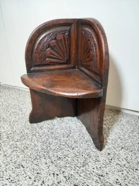 Vintage Carved Wooden Corner Chair