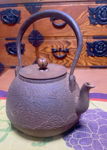 Japanese Teapot Tekki Tetsubin Kyusu Cast Iron Antique Japan Ryubundo