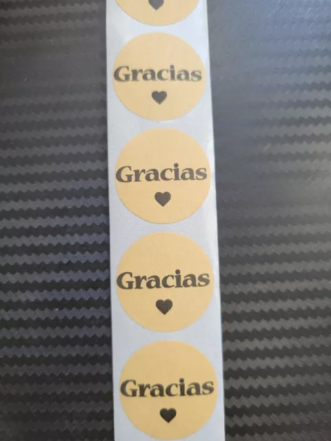 2000pcs  Thank You in Spanish "Gracias" Stickers  Kraft Paper 4 Rolls