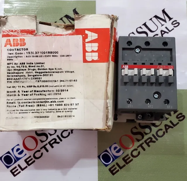 Abb A63-30 Power Contactor Coil Voltage 220Vac Free Fast Shipping