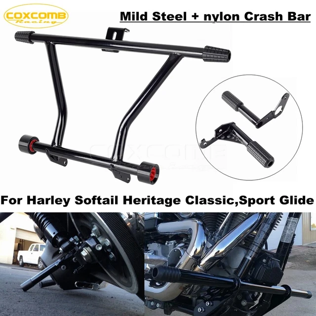 BLACK CRASH BAR Highway Peg Crash Bar For Harley Softail Street Bob