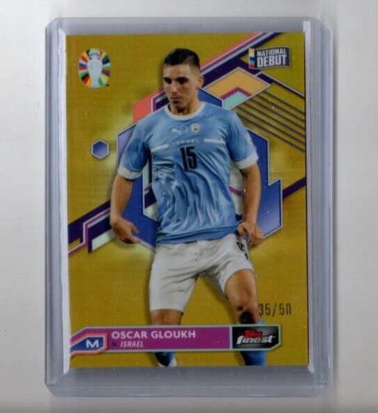 2023 TOPPS FINEST ROAD TO UEFA EURO 2025 OSCAR GLOUKH GOLD REFRACTOR