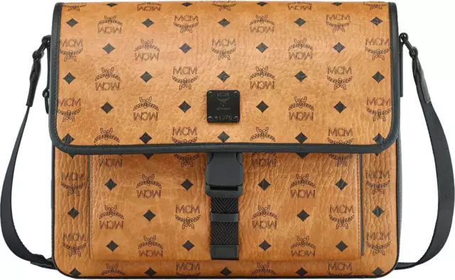 MCM Klassik Messenger Bag In Visetos Cognac Medium