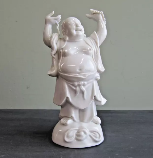 Vintage Laughing Buddha Figure Blanc de Chine Porcelain