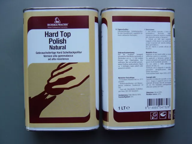 BORMA HARD TOP POLISH-GEBRAUCHSFERTIGE FARBLOSE HARD SCHELLACKPOLITUR 1 Liter