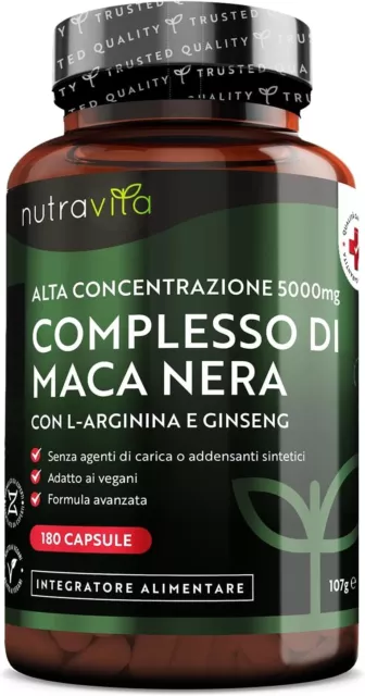 Maca Nera Peruviana Capsule Integratore Sessuale Stimolante Potenza Uomo XXL 180