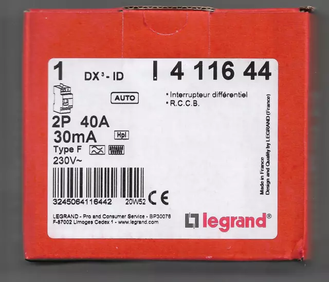 LEGRAND DX3 Interrupteur Différentiel 40A 30MA Type HPI Auto 230V