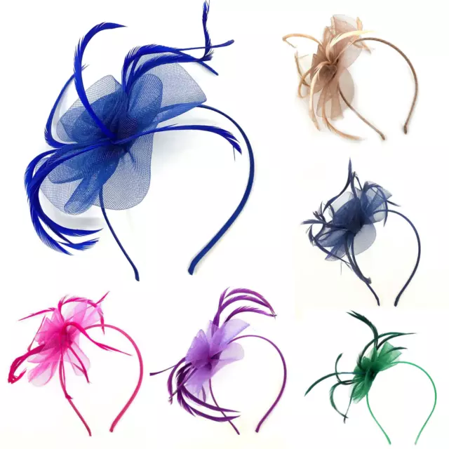 Feather Looped Headband Alice Band Fascinator Ladies Day Wedding Royal Ascot