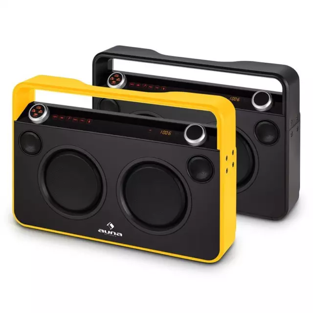 Portable Stereo Ukw Radio Boombox Ghettoblaster Bluetooth Basslautsprecher Gelb 2