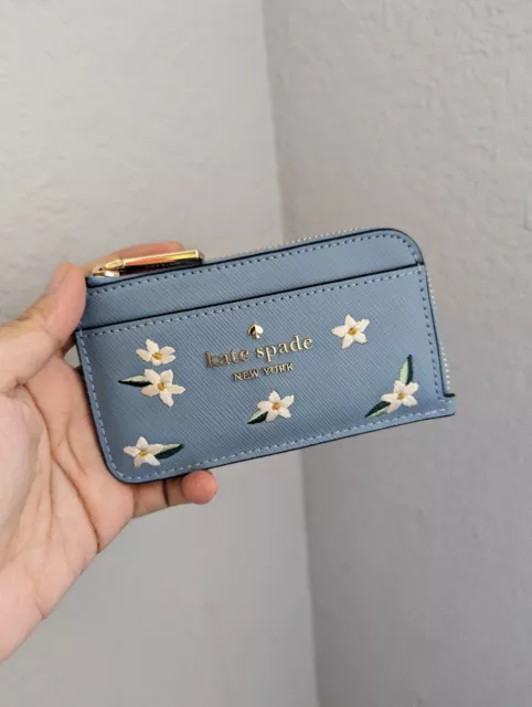 Kate Spade Madison Floral Embroidered Card Holder Wallet Polished