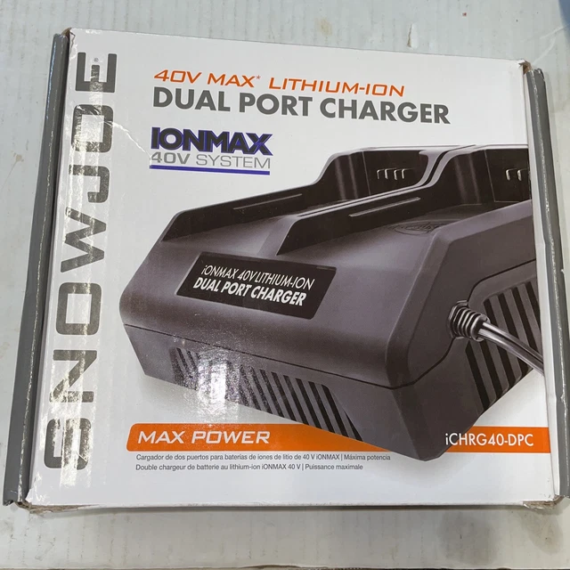 SNOW JOE + Sun Joe iONMAX LithiumIon Battery Dual Port Charger 40V.NEW