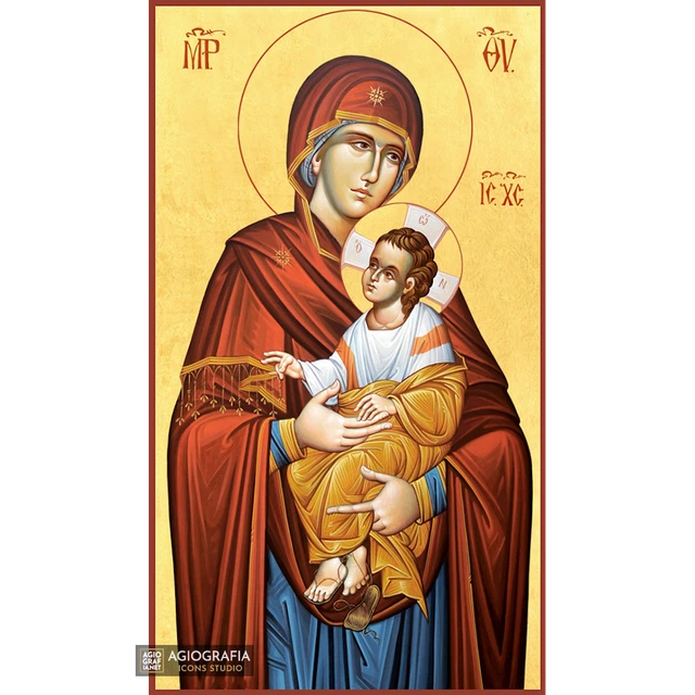 Icône Orthodoxe De Marie Sur Bois 18x25 Cm - Décoration Religieuse Vintage