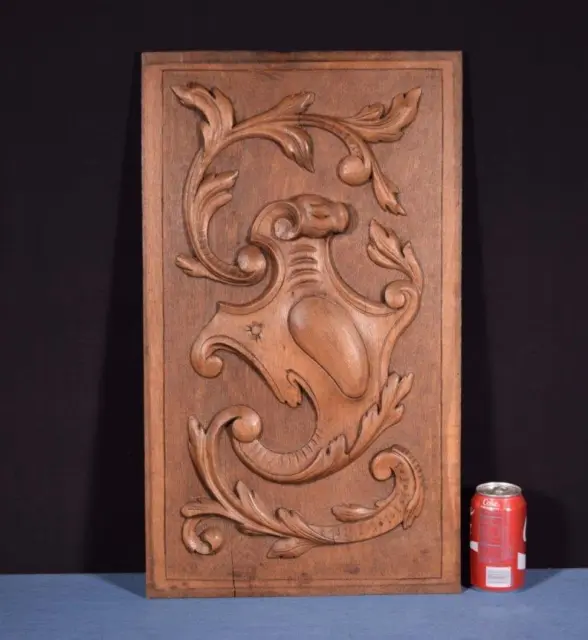 *Antique French Highly Carved Panel in Oak Wood Salvage