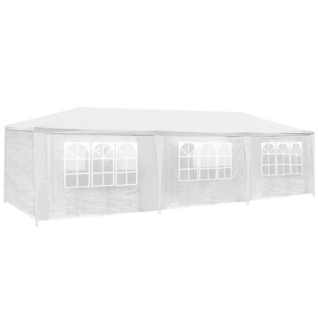 Pavillon Elasa 9x3m mit 8 Seitenteilen Gartenzelt Gartenpavillon weiß B-Ware