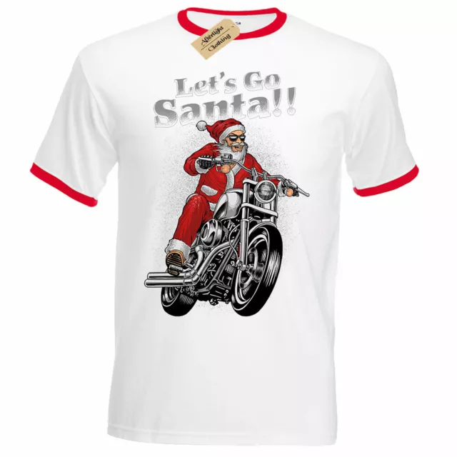 T-shirt uomo Lets Go Santa Christmas biker moto di Natale RInger