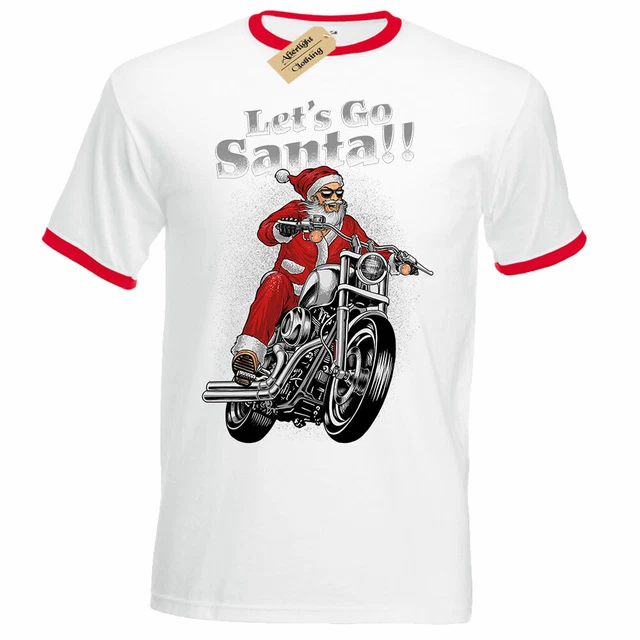 T-shirt uomo Lets Go Santa Christmas biker moto di Natale RInger