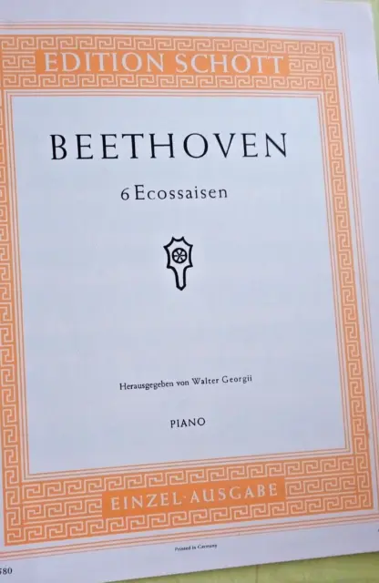 Notenheft, Einzelausgabe, Edition Schott, Piano, Beethofen, 6 Ecossaisen,