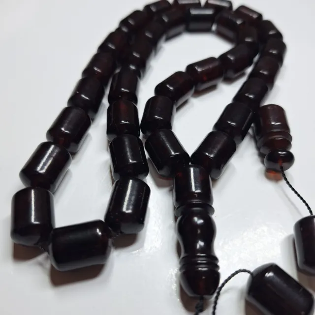 🍒Natural Baltic Amber Islamic Prayer Beads Misbaha Tasbih Rosary 84g Pressed🍒