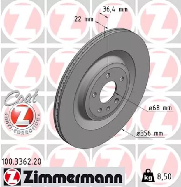 2x ZIMMERMANN Bremsscheibe Bremsscheiben Satz Bremsen COAT Z Hinten 100.3362.20