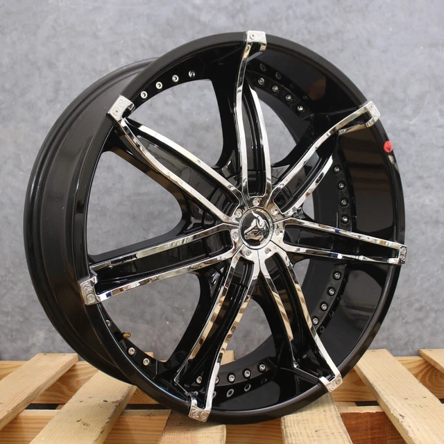 DIABLO DNA Black Chrome Inserts 22x8.5 5x114.3 5x120 +38 Wheels Set of Rims