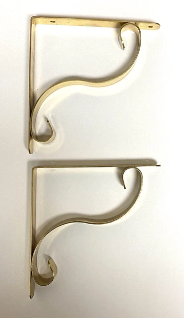 5 Inch Polished Brass Shelf Brackets w/ Hardware Screws