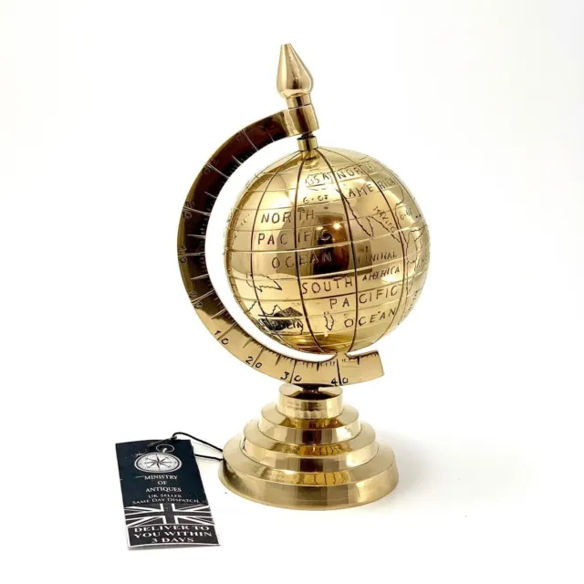 Vintage Style Desktop Decorative Gift Antique Style Brass Globe On Metal Stand