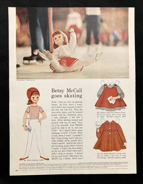 BETSY MCCALL MAG. Paper Doll, Betsy McCall Goes Skating, Feb 1962, VTG ...