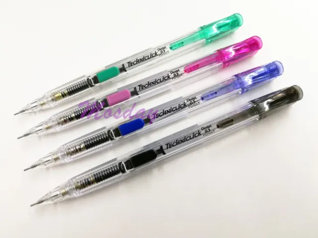 4 Colors Set Pentel TECHNICLICK PD105T Mechanical Pencil 0.5mm Extra Fine