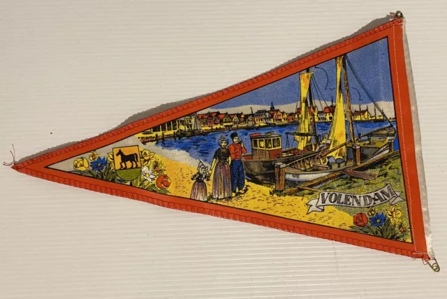 Vintage Volendam Souvenir Pennant Flag Netherlands Holland Fabric 1970s