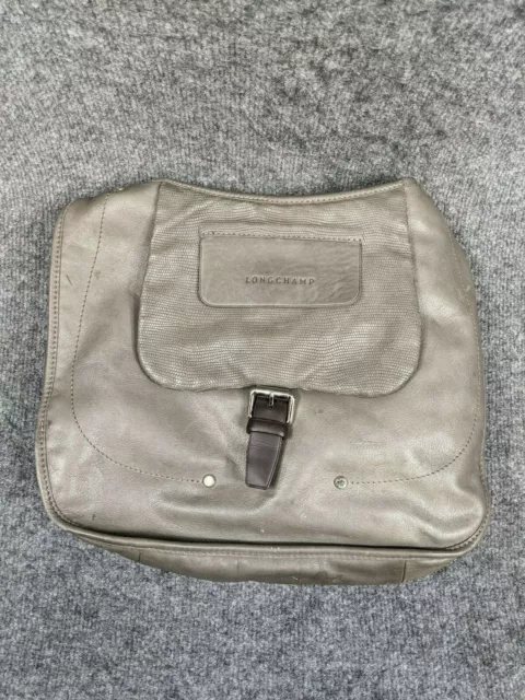 Longchamp Gray Leather Hobo Shoulder Bag