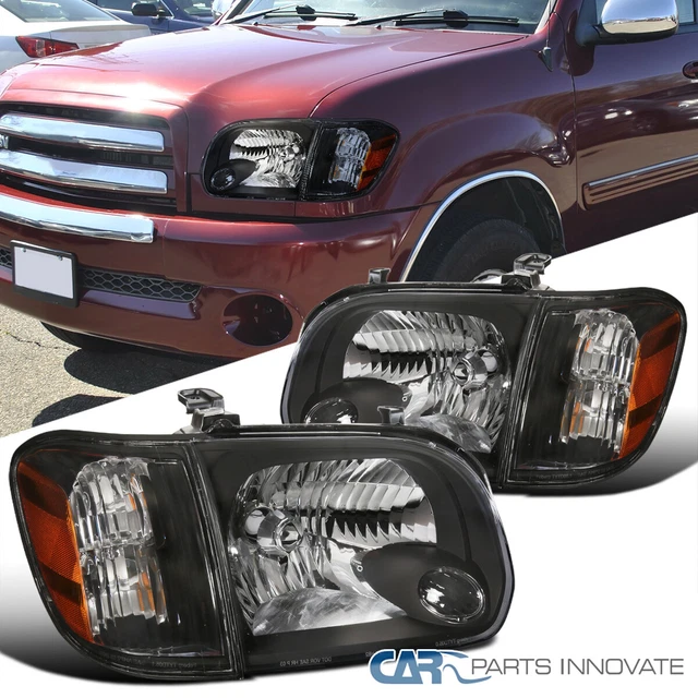 Fits Toyota 05-06 Tundra Double Cab 05-07 Sequoia Black Headlights Signal Lamps
