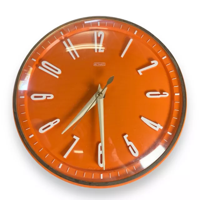 Vintage Metamec 200mm  Stunning Orange Clock Made In England ~ SWEET AS!