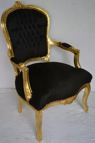 Fauteuil de style Louis XV noir  doré