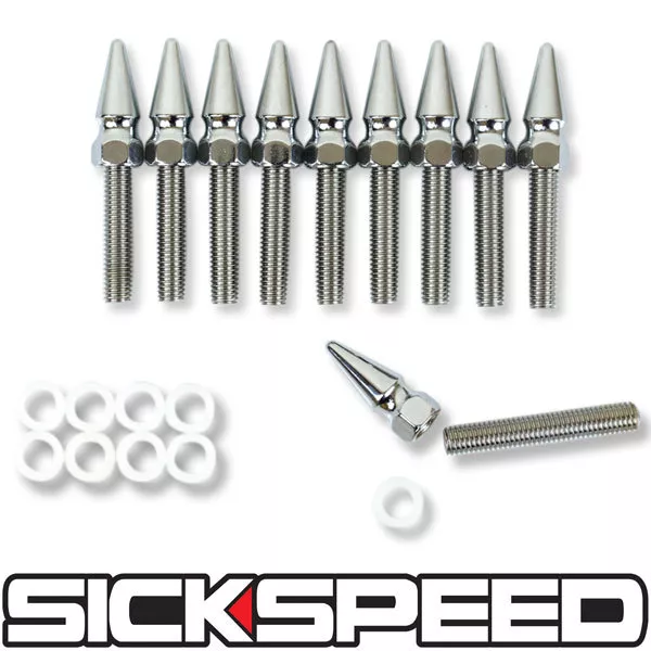 10 PC Appuntito Cromo Aspirazione Scarico Collettore Borchie Bullone Kit/Set Di