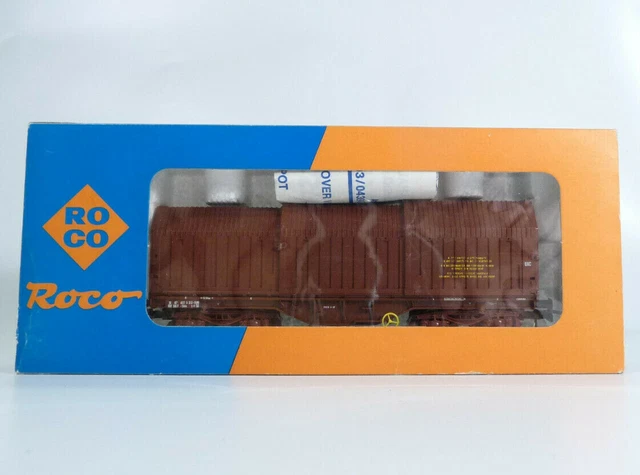 ROCO HO 4395 C WAGON A PAROIS TELESCOPIQUE FOURGON COUVERT FRET