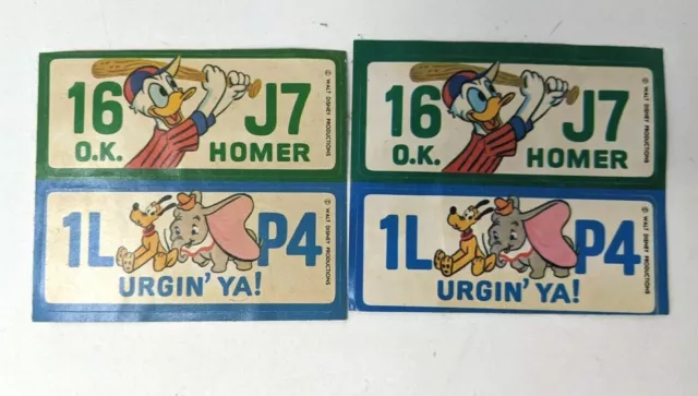 VTG 1976 Lot of 8 Wonder Bread Disney Crazy License Plate State Stickers M21 3