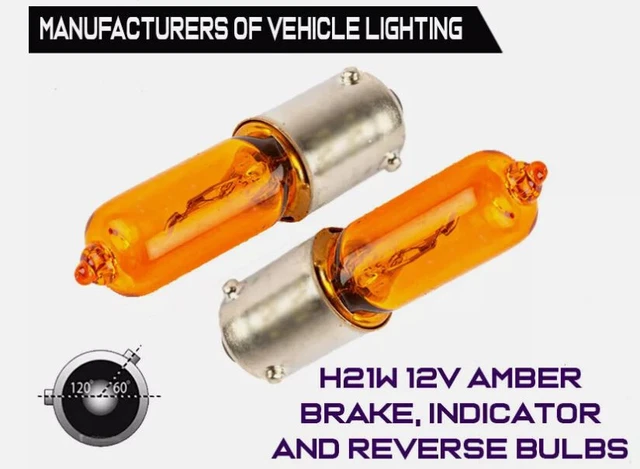 2Pcs BAY9S H21W LED Car Bulbs Amber Yellow Side Wedge Turn Corner Light