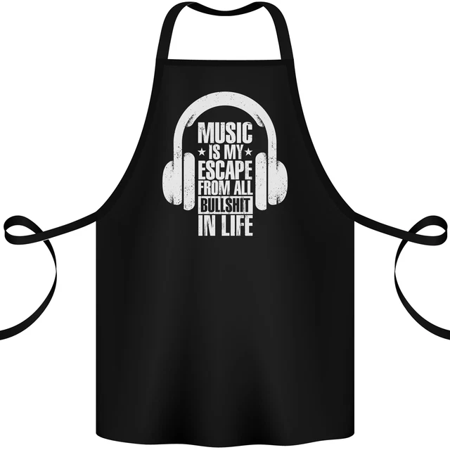 Music Is My Escape Da B/S IN Life Danza Cotone Grembiule 100% Biologico