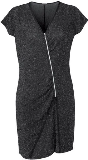 INTIMISSIMI mini abito nero glitter zip cerniera maxi maglia tg L