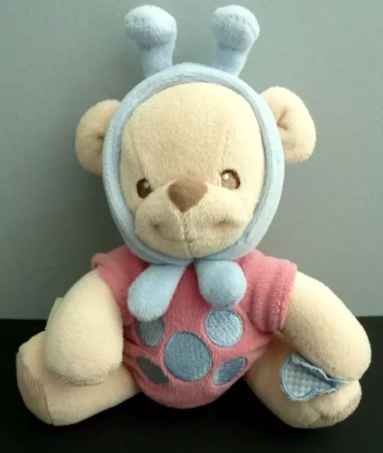 55. Doudou Peluche Ours Coccinelle Fisher Price Nature Bearries Bleu Rose - Ttbe