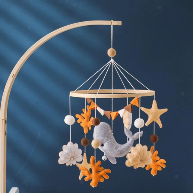 Baby Mobile for Crib Bed Bell Pendant with Felt Ball Decor for Newborn Baby