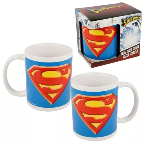 Taza ceramica 325 ml blanca con caja Superman- Nueva