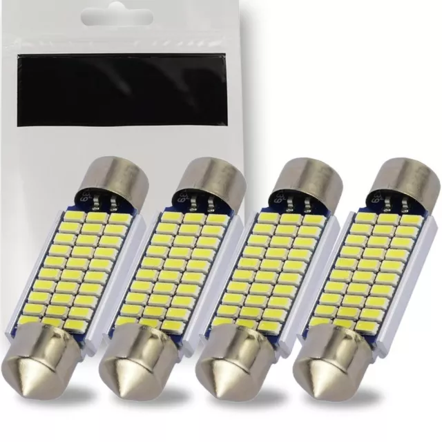 4x Ampoules C5W 39mm Navette LED 12V Blanc 6500K Canbus pour Plafonnier Plaque